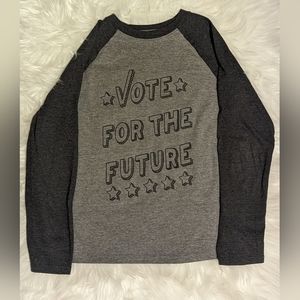 EUC Cat & Jack two tone grey graphic baseball T-shirt "Vote for the Future"